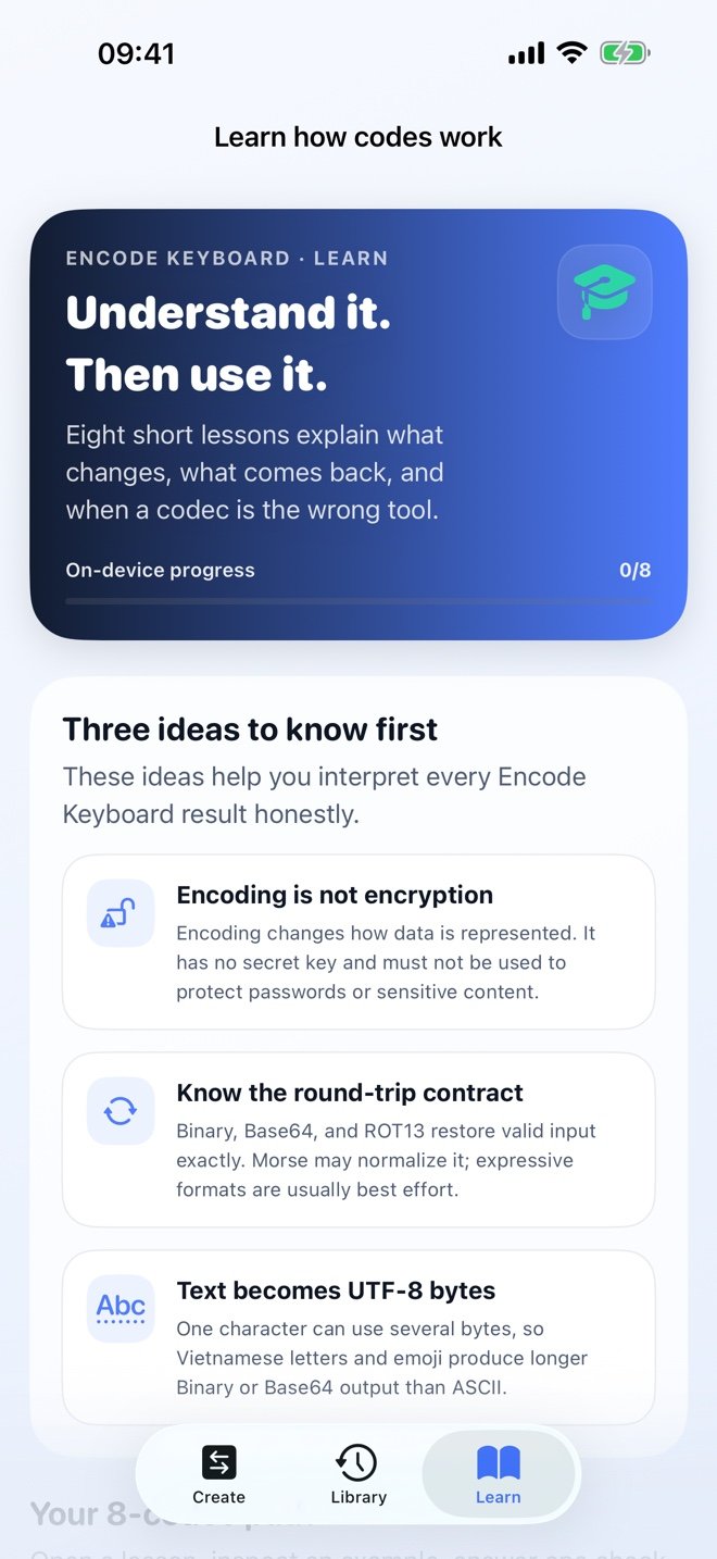 Encode Keyboard codec learning screen